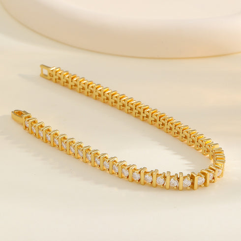 Stylish Full Tennis Cross Moissanite Gold Bracelet